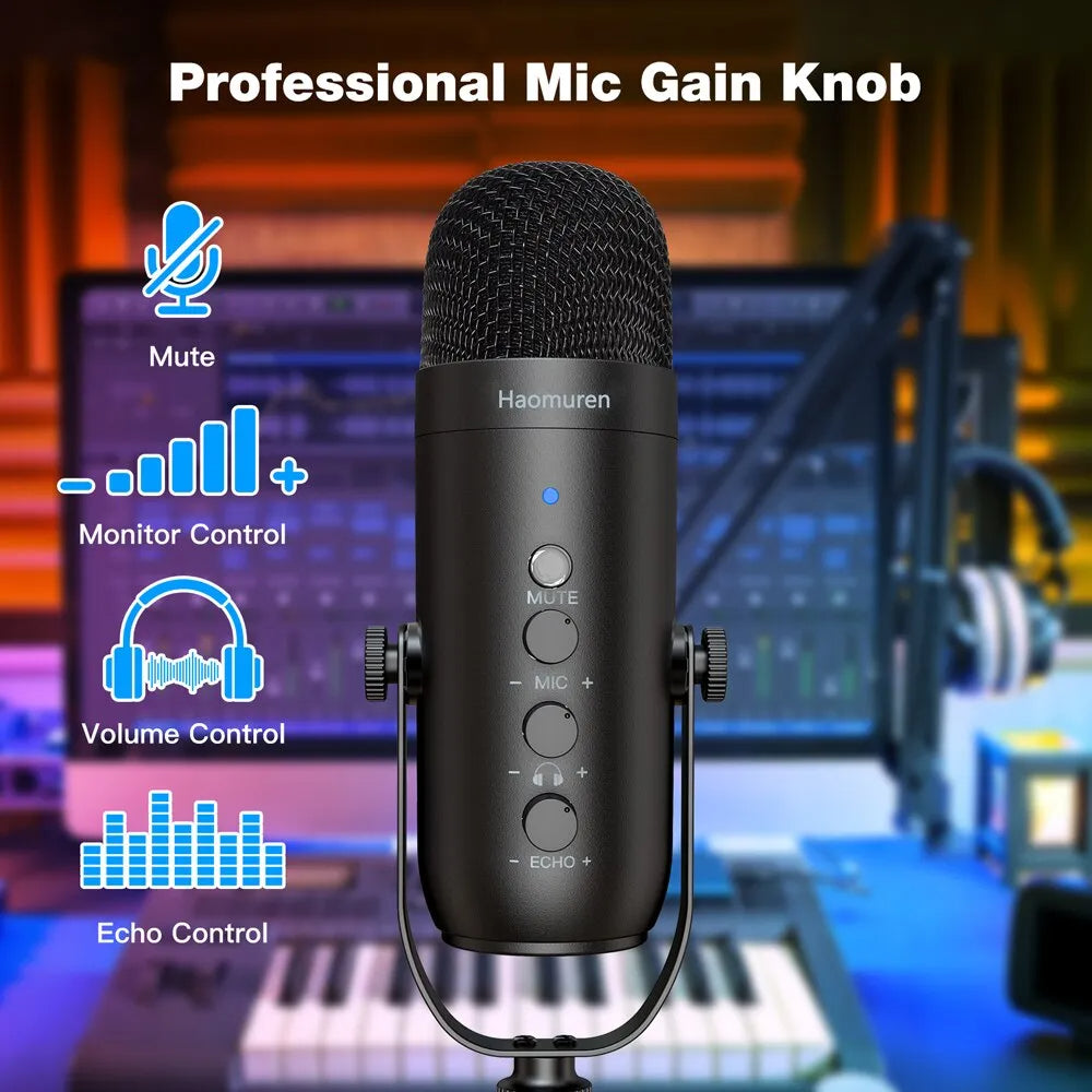 Kit de microphone studio professionnel USB à condensateur cardioïde
