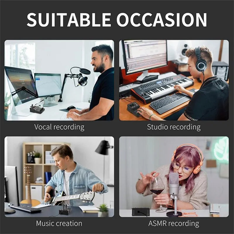 Carte son Mixeur Portable professionnel Q-12 avec phantom 48V