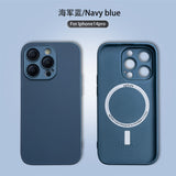 Coque en silicone avec MagSafe pour iPhone 11, 12, 13 et 14 Pro Max - Verre dépoli