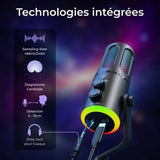 Microphone USB NeePho NP-M01 avec Réduction de Bruit ANC et LED RGB