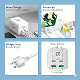 Multiprise GaN 65W W65-01 – 2 Ports USB-A & 2 USB-C avec 2 Prises