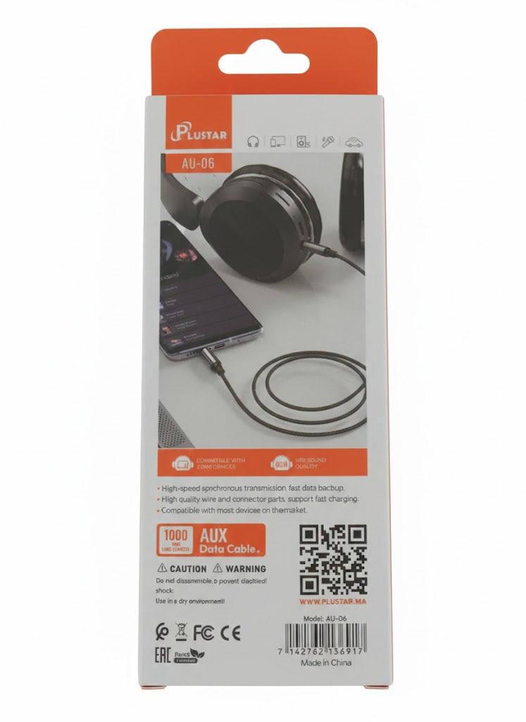Plustar AU-06 Câble Audio Jack 3.5mm Deepbass AC-320 Haute Fidélité