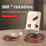 Support Téléphone Métal Réglable avec Base Bois – L-398