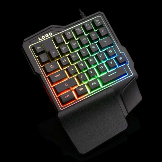 Clavier Gaming K7 Trône Filaire USB Rétroéclairé Portable Dédié Manger Poulet Noir Sensation Mécanique Universel 35 Touches Simple Artefact principal comme le montre l'image