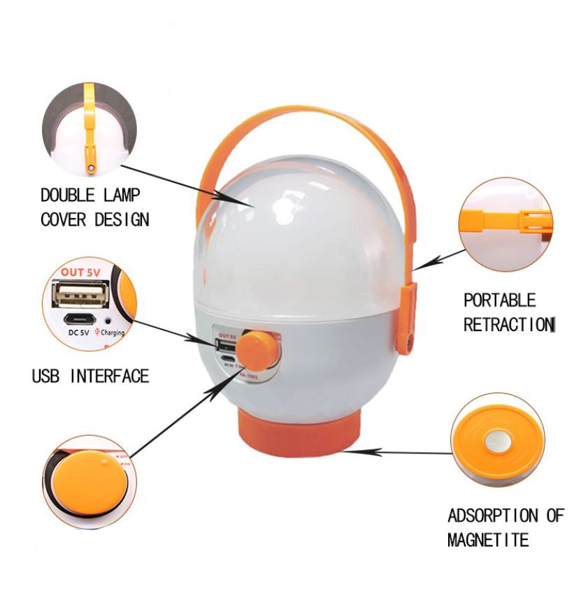 OKGO Original lampe de secours multifonctionnelle LED FA-7001 20W lampe rechargeable USB Out 5.0V