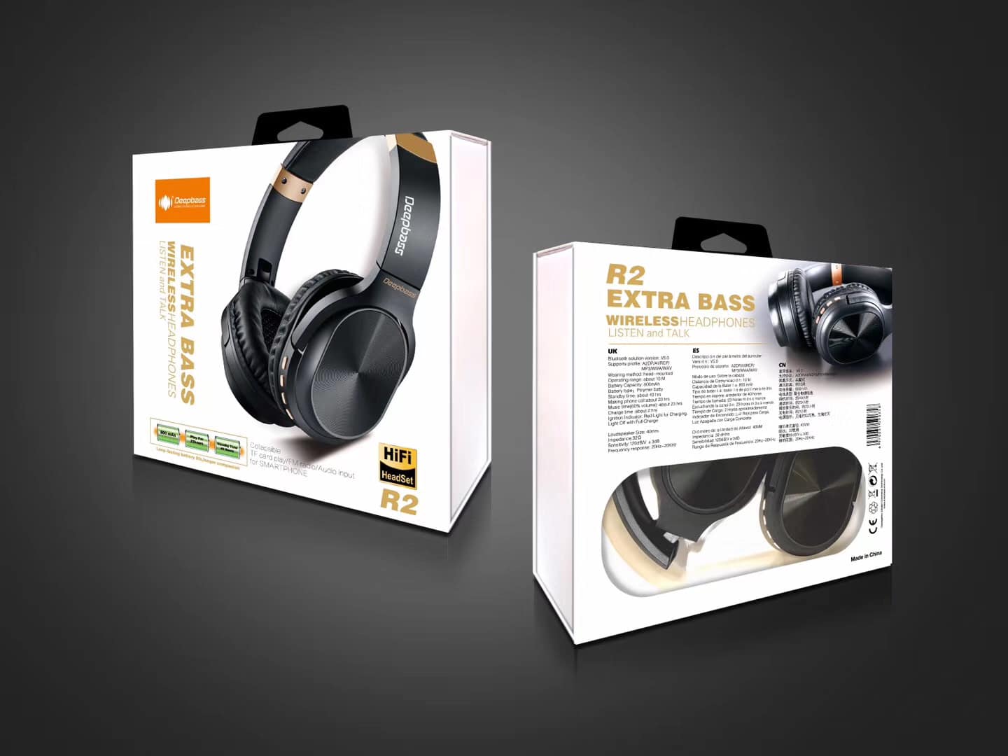 DEEPBASS ecouteurs Casque BLUETOOTH R2