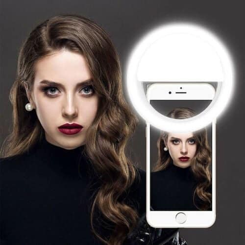 Clip à piles Selfie Ring Light pour appareil photo de téléphone Photographie vidéo Rose/Blue