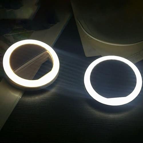 Clip à piles Selfie Ring Light pour appareil photo de téléphone Photographie vidéo Rose/Blue