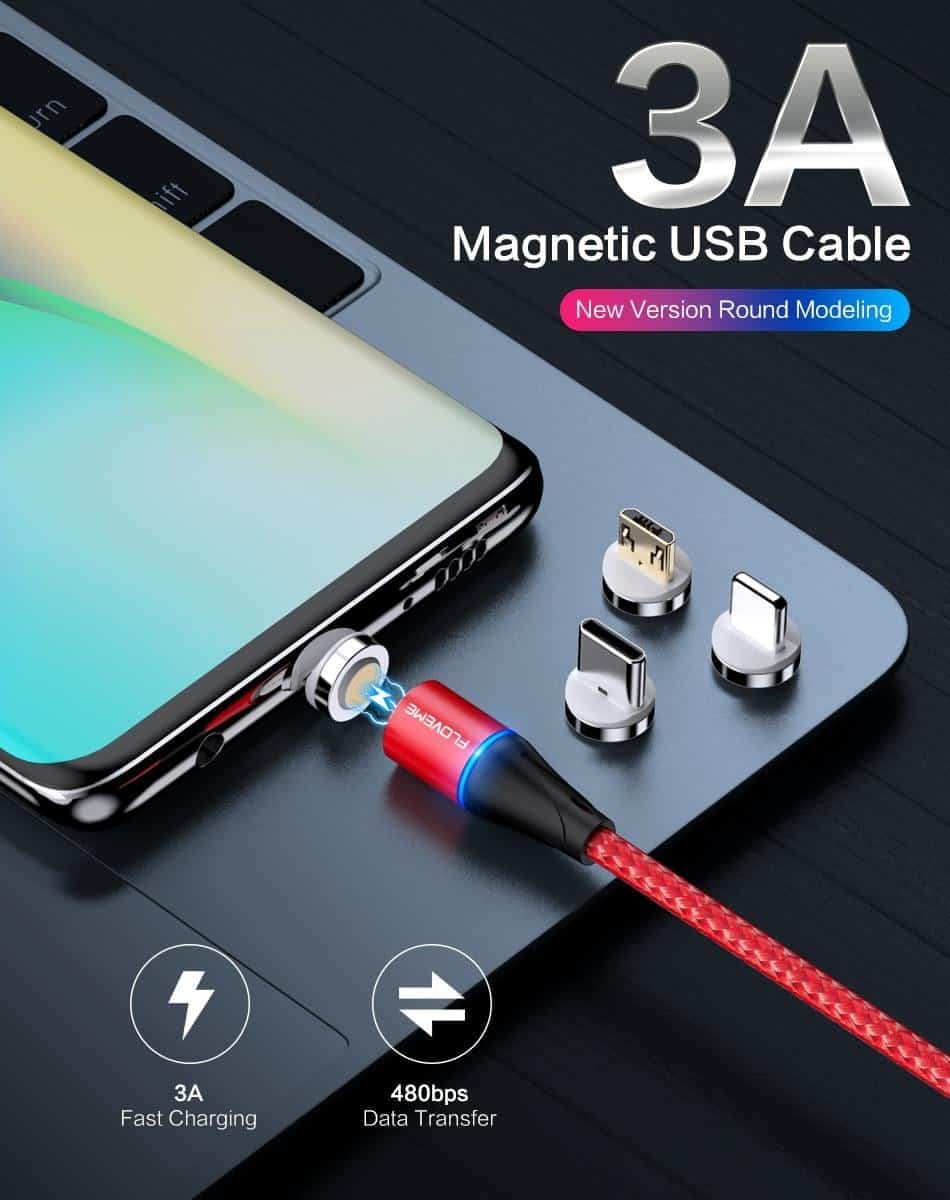 Câble magnétique de données magnétique Android / Type-c / Iphone Charge rapide XS-025 "3 en 1"