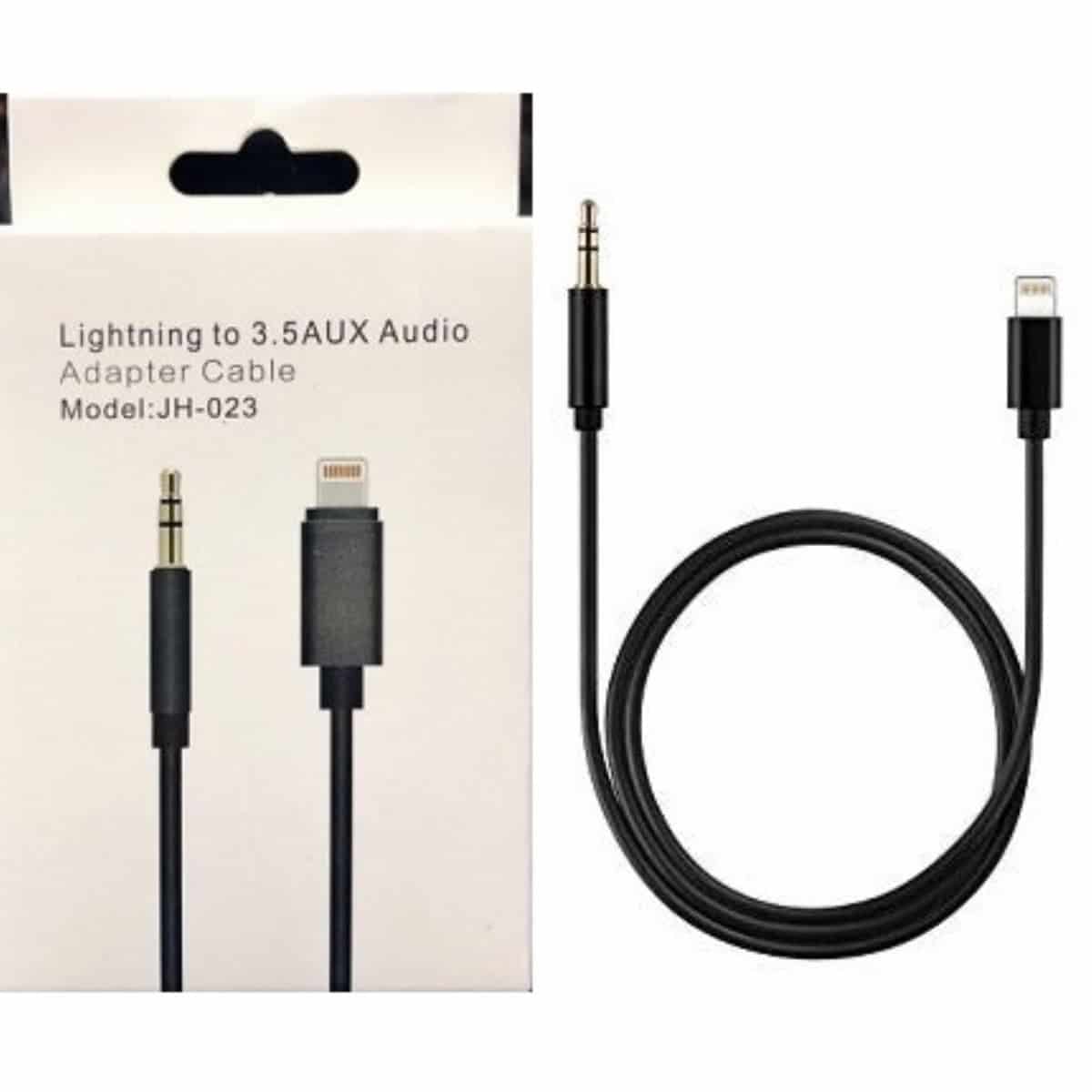 Câble adaptateur de conversion audio Lightning iPhone vers 3,5 AUX 1m JH-023 - Noir