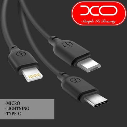 ORIGINAL XO-NB103 MICRO USB & ÉCLAIRAGE & TYPE C CÂBLE DE DONNÉES DE CHARGE SUPER RAPIDE 2.1A