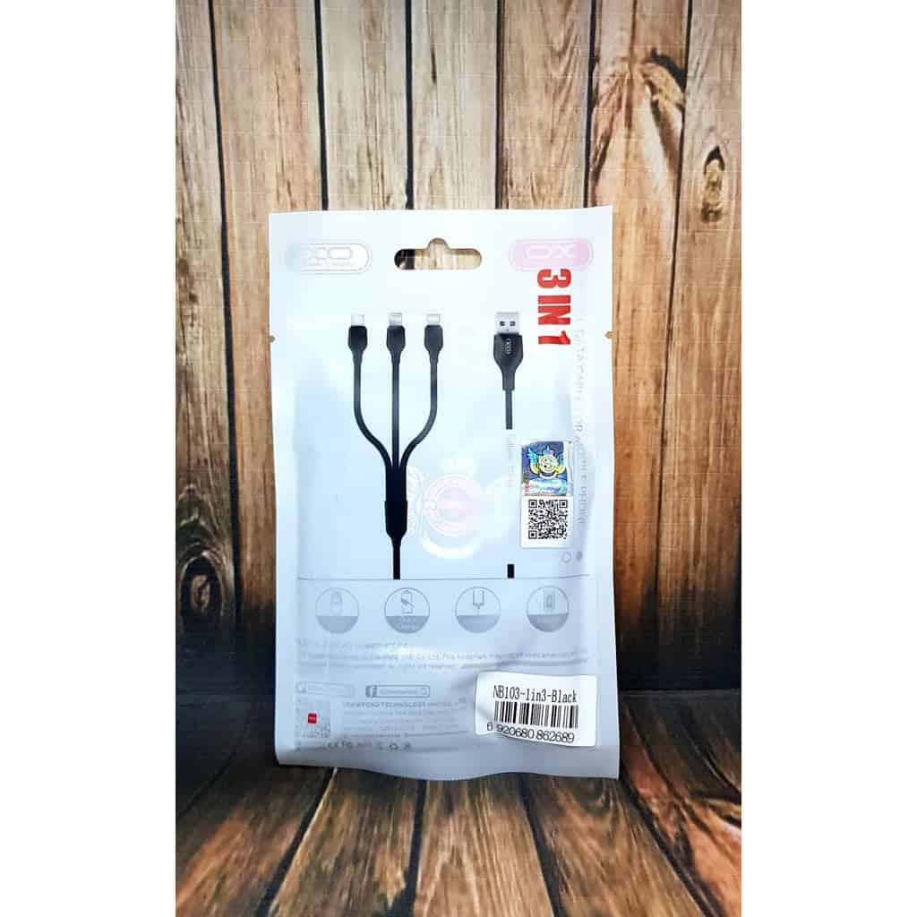 ORIGINAL XO-NB103 MICRO USB & ÉCLAIRAGE & TYPE C CÂBLE DE DONNÉES DE CHARGE SUPER RAPIDE 2.1A