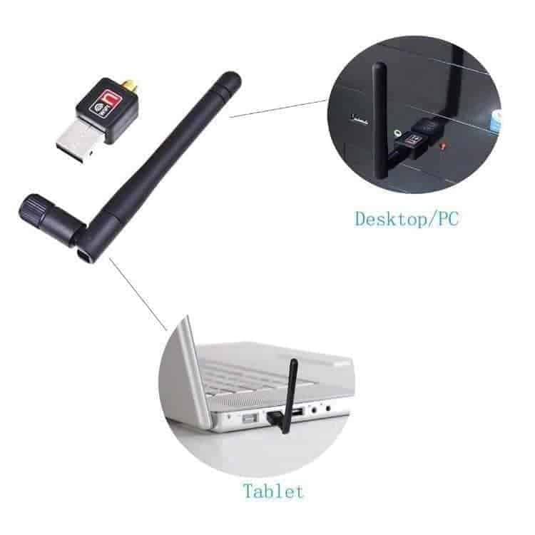 Carte adaptateur Dongle du réseau LAN WiFi Sans Fil 300Mbps 802.11n/g/b USB + antenne