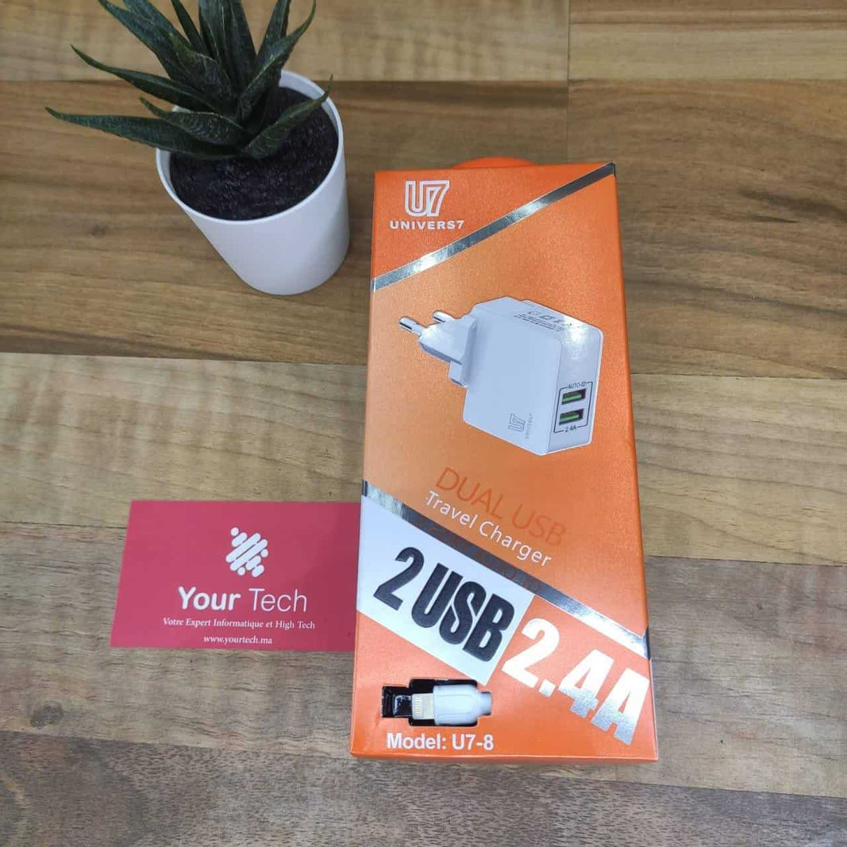 Chargeur rapide 2.4A 2 port auto-ID pour Iphone U7-8
