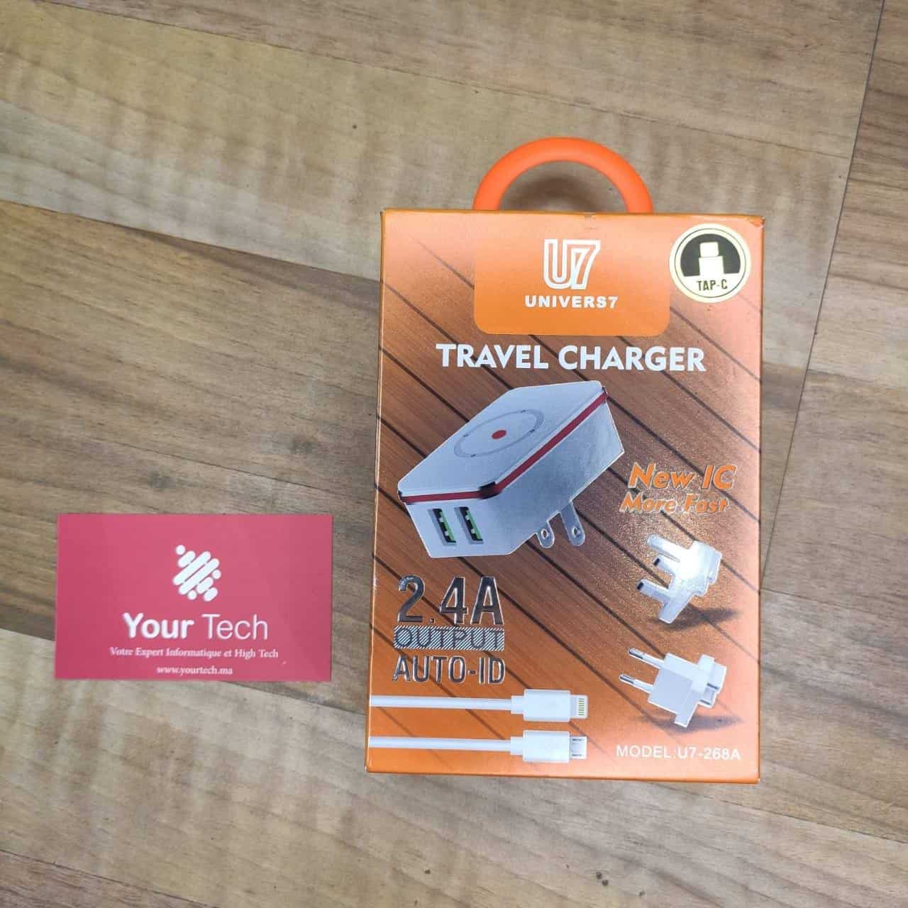Chargeur rapide 2.4A Auto-ID U7-268A Type-C
