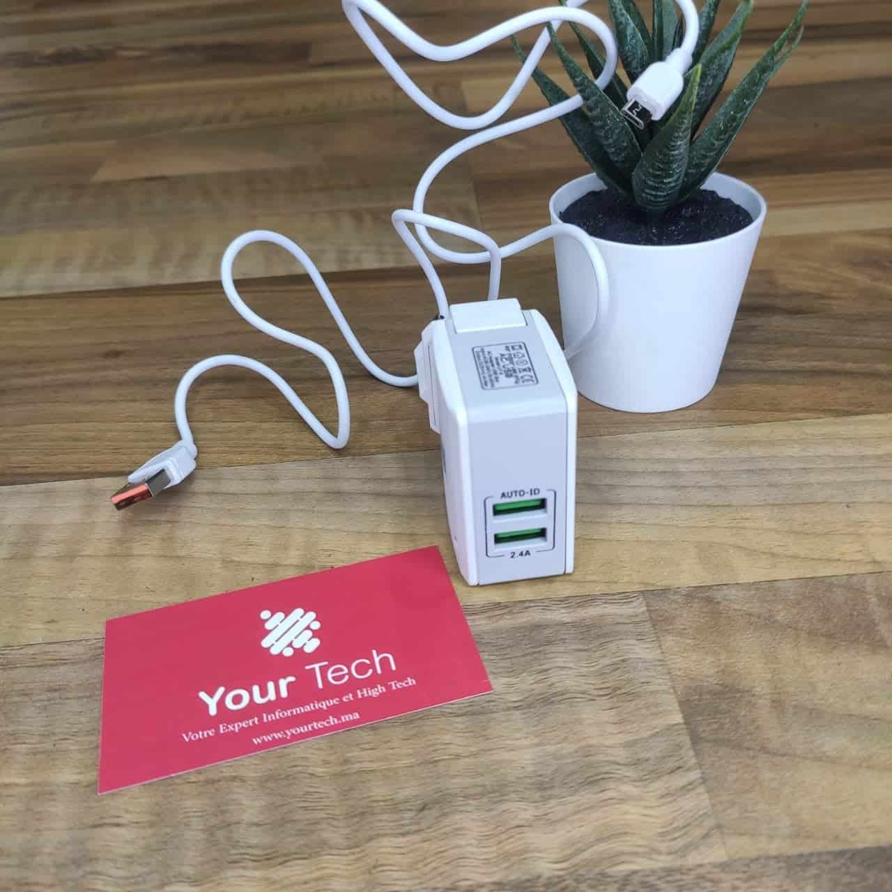 Chargeur rapide 2.4A 2 port auto-ID Micro U7-8