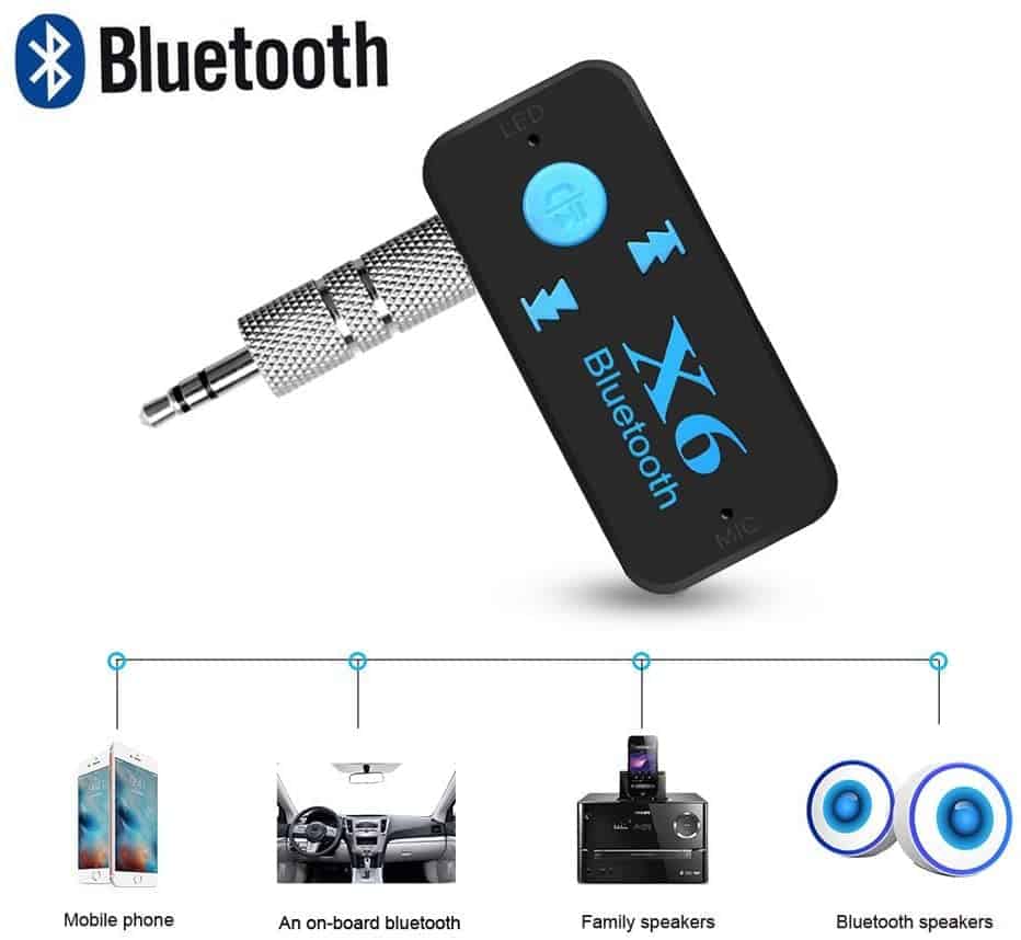 Récepteur-transmetteur bluetooth 5. 0 avec adaptateur de musique sans fil,  stéréo, mains libres, micro,pour voiture, pc, tv, casque