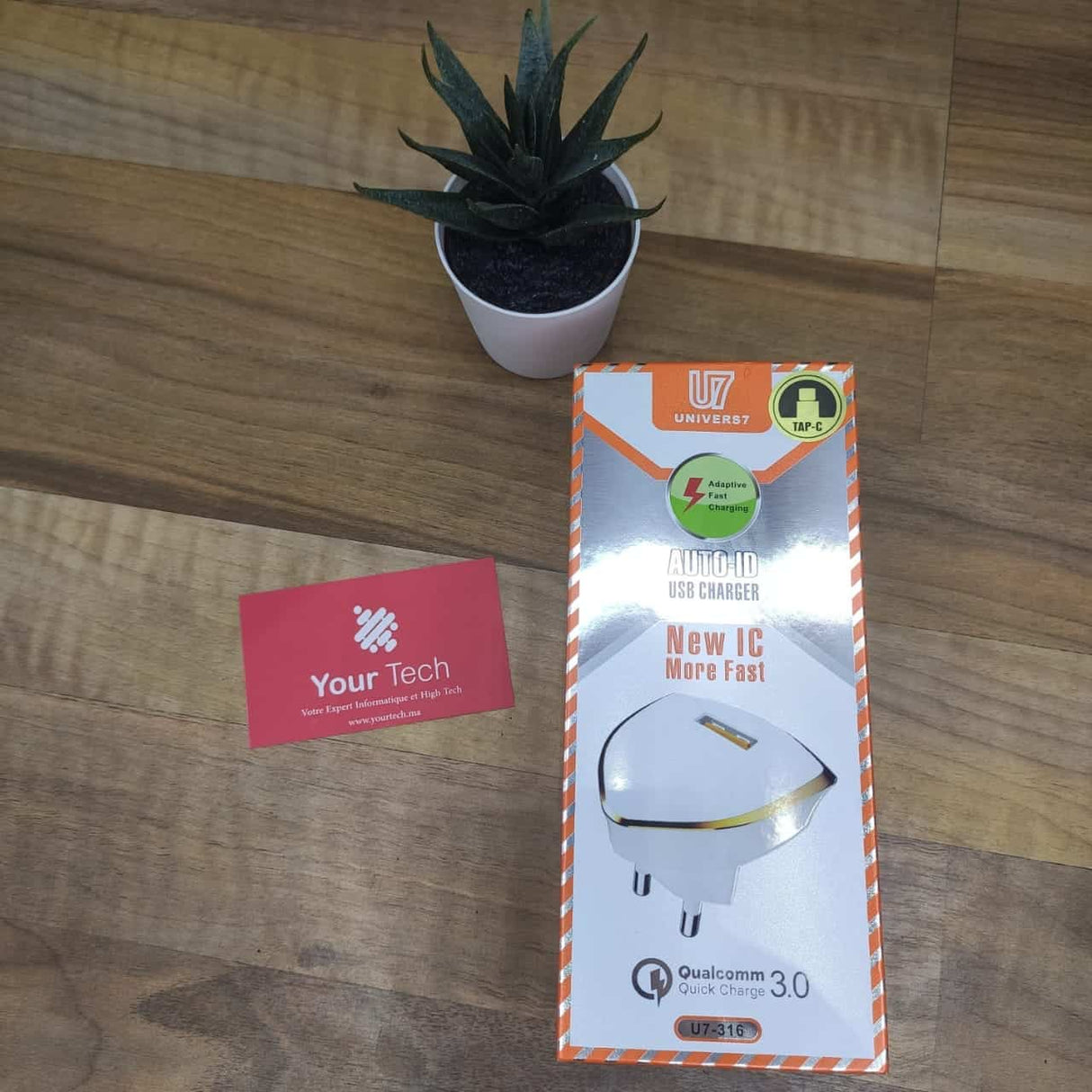 Chargeur rapide 2.4A Qualcomm 3.0 Quick charge U7-316 Type-C
