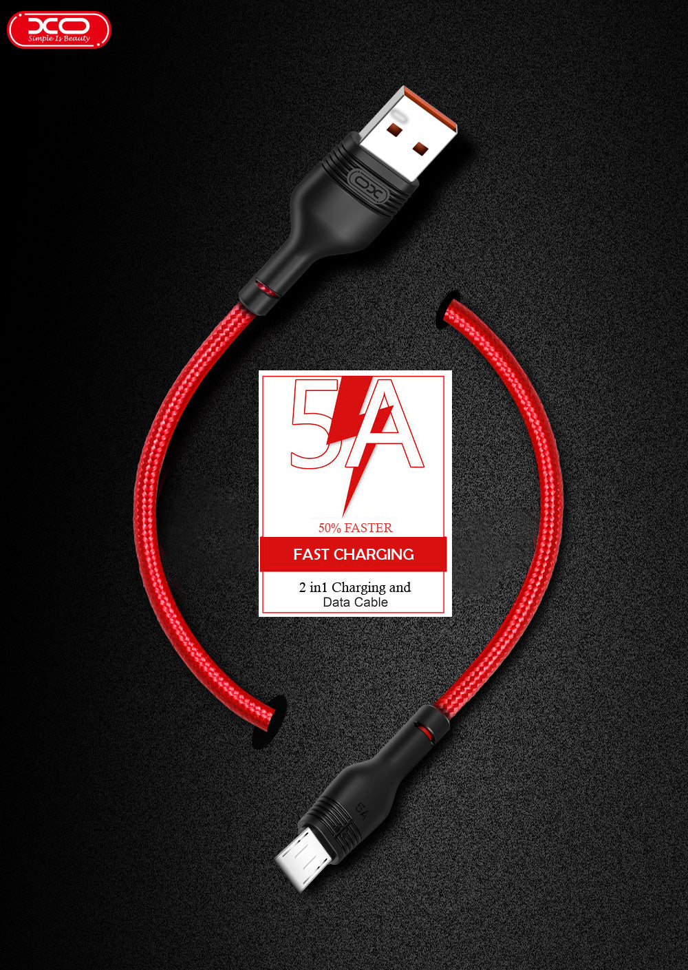 Câble Usb XO-NB55 5.0A pour Android/Ios/Type C, super qualité