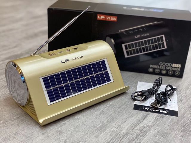 LP-V9 SUN TWS haut-parleur portable Bluetooth sans fil / rechargeable solaire / Super basse / Radio FM / fente TF / clé USB