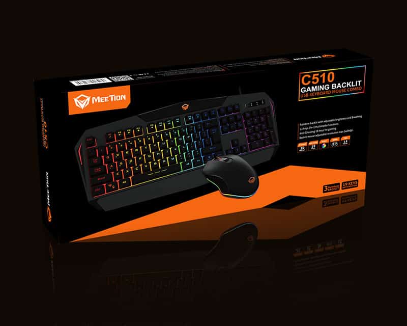 Ensemble clavier et souris gaming rétroéclairé arc-en-ciel MEETION C510