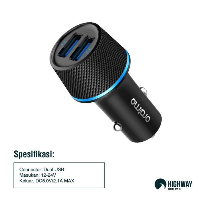 Chargeur de voiture Oraimo OCC-21D double usb ultra compact charge rapide avec lumière LED