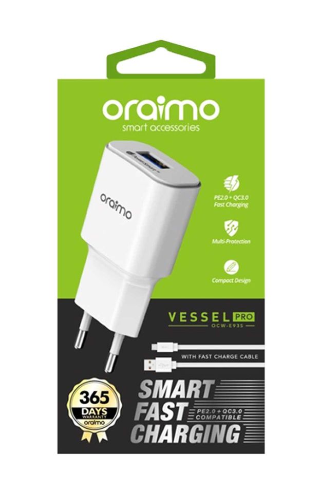 chargeur rapide Oraimo Ocw-E93s Vessel Pro 2a avec câble de charge rapide