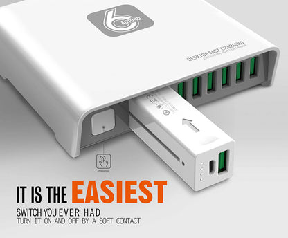 Chargeur de bureau Plustar A6802 6 USB avec batterie externe 2600 mAh