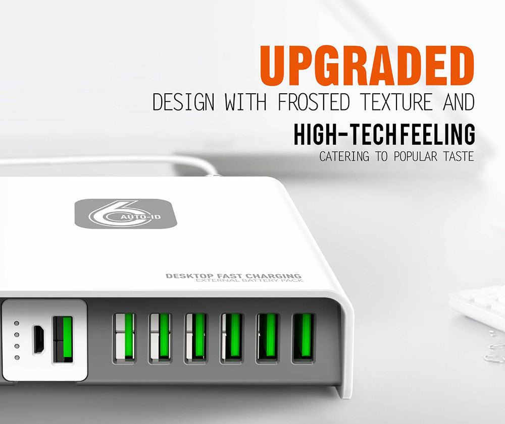 شاحن سريع 6 منافذ USB 2A مع بنك طاقة 2600 مللي أمبير