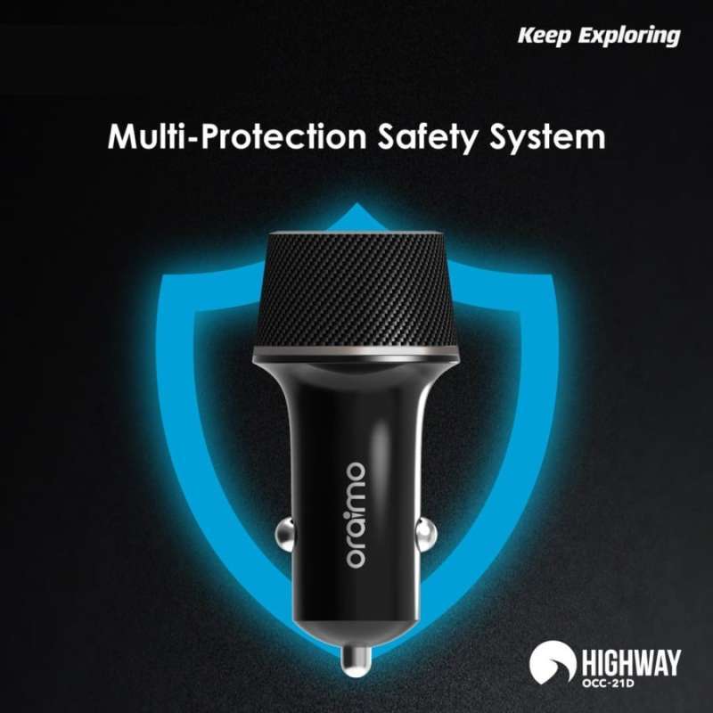 Chargeur de voiture Oraimo OCC-21D double usb ultra compact charge rapide avec lumière LED