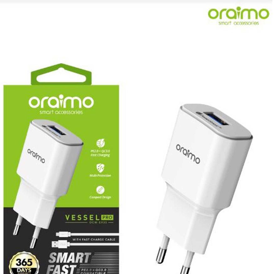 chargeur rapide Oraimo Ocw-E93s Vessel Pro 2a avec câble de charge rapide