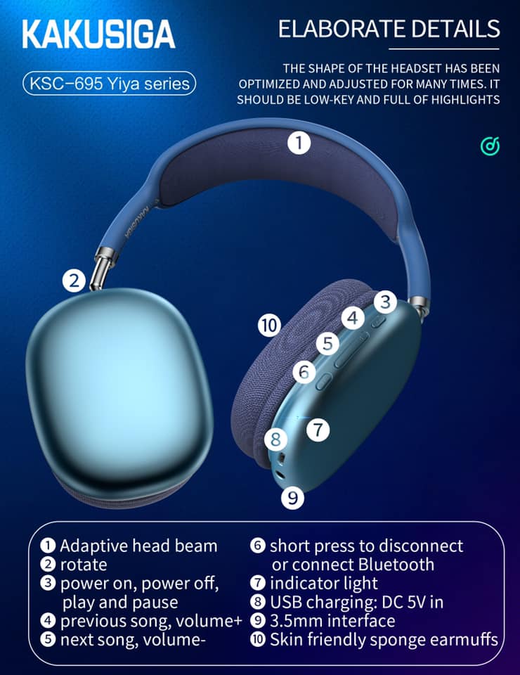 Casque Bluetooth KASIGA BT 5.0 Noir