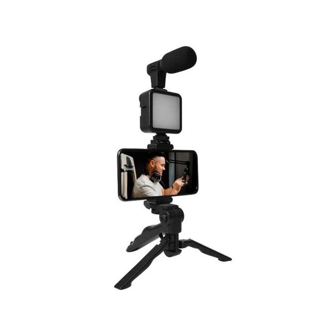 Kit Vlogger Trépied avec Microphone et lumière