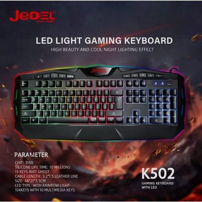 Clavier rétroéclairé de jeu JEDEL K502 - Yourtech.ma