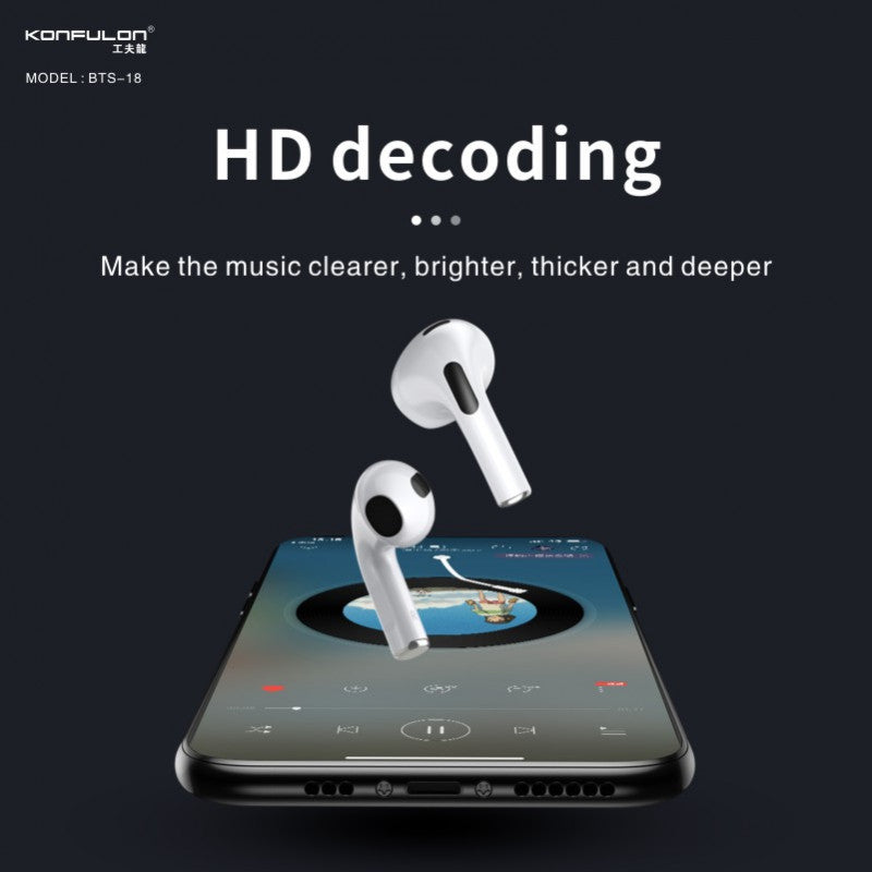Konfulon BTS-18 Écouteur sans fil - Le Son de la Qualité Optimisé pour votre Confort