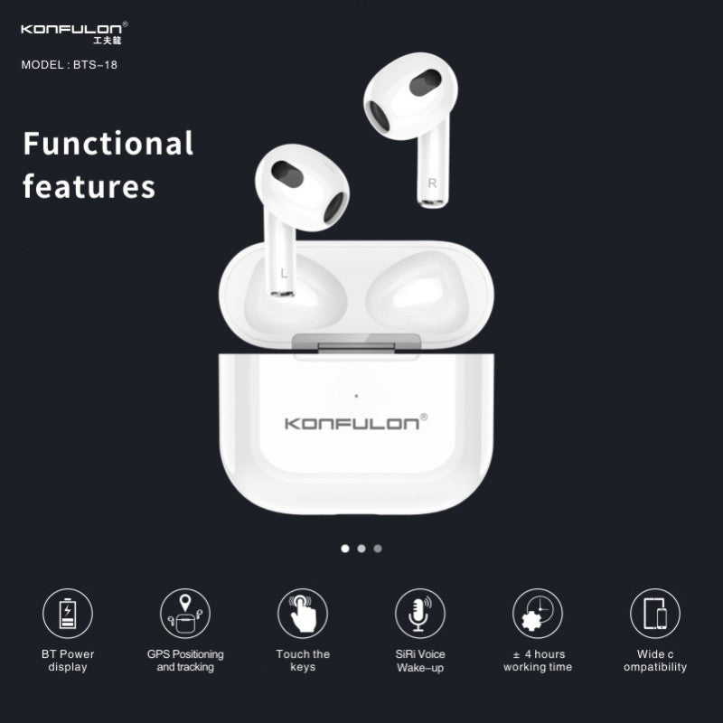 Konfulon BTS-18 Écouteur sans fil - Le Son de la Qualité Optimisé pour votre Confort