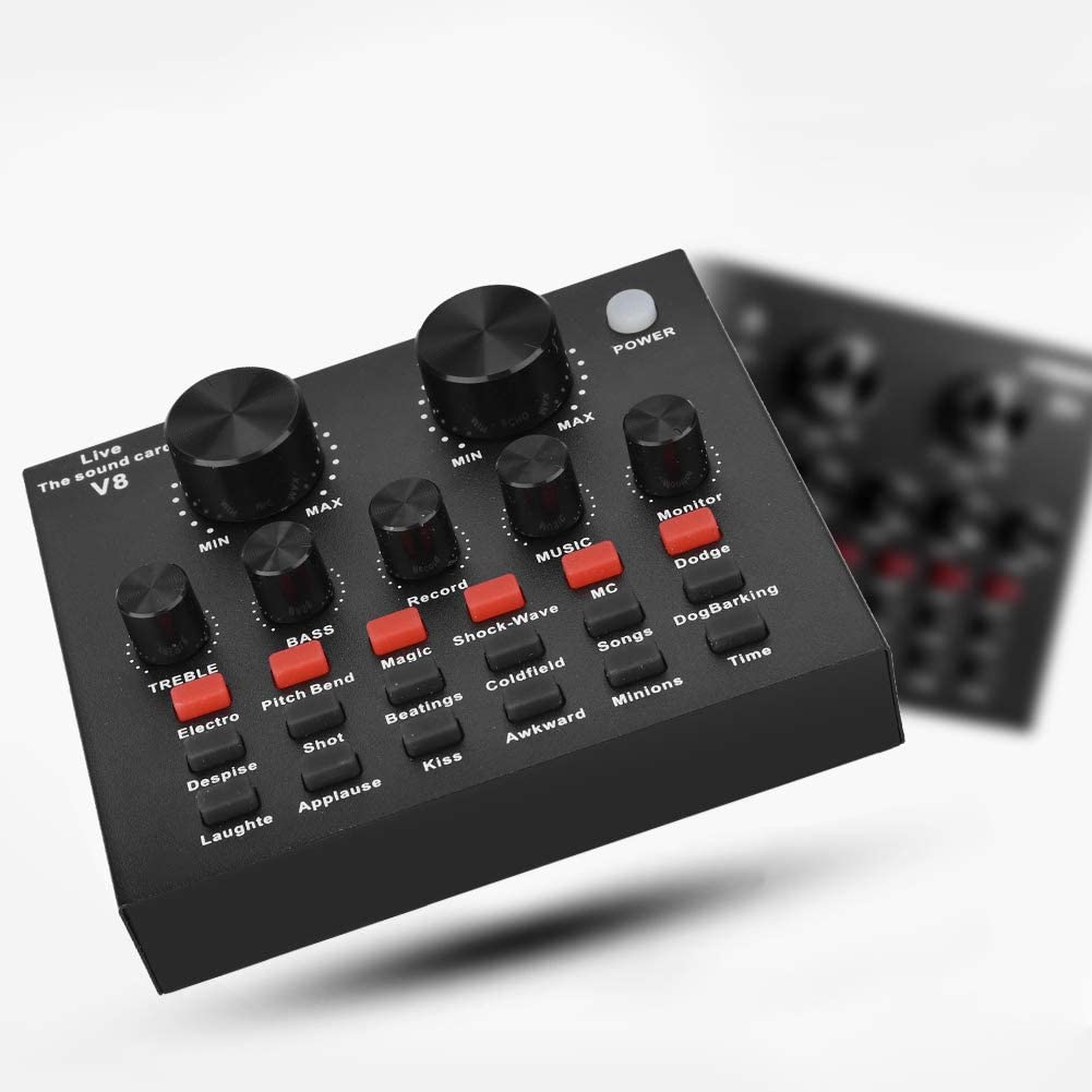 ميكروفون BM800 + بطاقة صوتية V8 + سماعة + فانتوم + كابل XLR