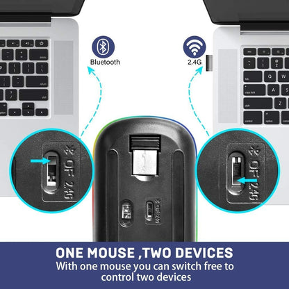 Azami Tech Souris Rose sans fil,rechargeable et silencieuse, éclairage LED RGB