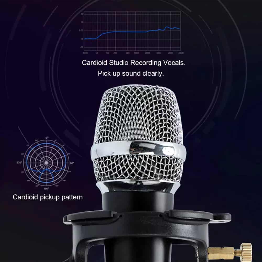Mini microphone à condensateur Microphone PC 3,5 mm Plug and Play Home Studio Podcast Microphones d'enregistrement vocal avec support mini MIC Filtre acoustique double couche pour téléphone portable PC Tablet