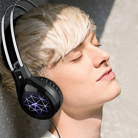 Casque de jeu NUOXI N1, isolation du bruit stéréo basse filaire de 3,5 mm avec microphone LED de respiration à 7 couleurs