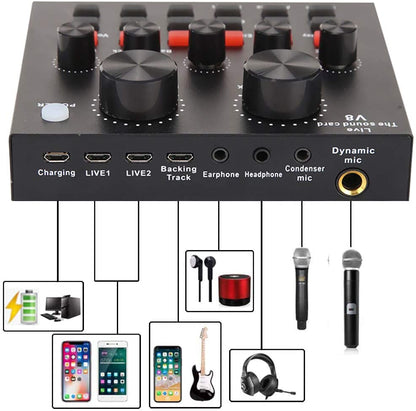 Microphone BM800 avec carte son V8 et alimentation 48V