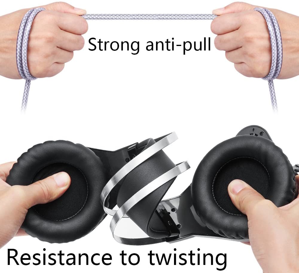 Casque de jeu NUOXI N1, isolation du bruit stéréo basse filaire de 3,5 mm avec microphone LED de respiration à 7 couleurs