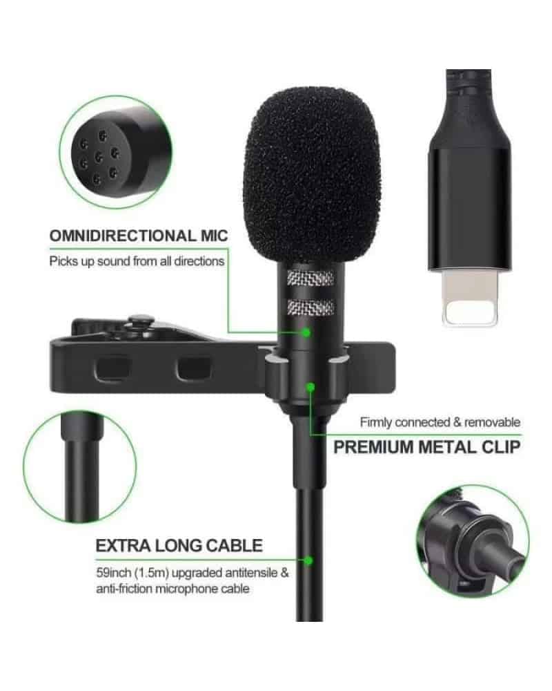 Lavalier Mic Lavalier Wireless Microphone Superb Sound Live And Recording For 3.5 Aux/Type C/Lightning