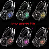 Casque de jeu NUOXI N1, isolation du bruit stéréo basse filaire de 3,5 mm avec microphone LED de respiration à 7 couleurs