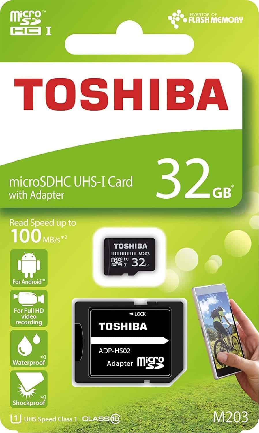 Toshiba Carte mémoire Micro SD 32 Go M203 SDHC UHS 1 U1 Classe 10 avec adaptateur SD