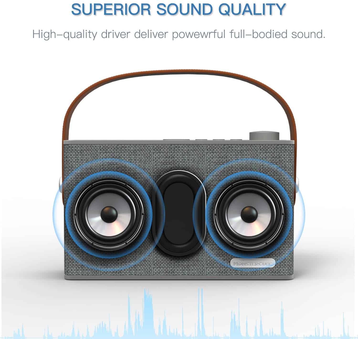 Monstercube MC52 Bluetooth Enceinte/Haut-Parleur Bluetooth sans Fil Enceinte stéréo avec Microphone pour Les téléphones et Les Autres appareils équipés Bluetooth