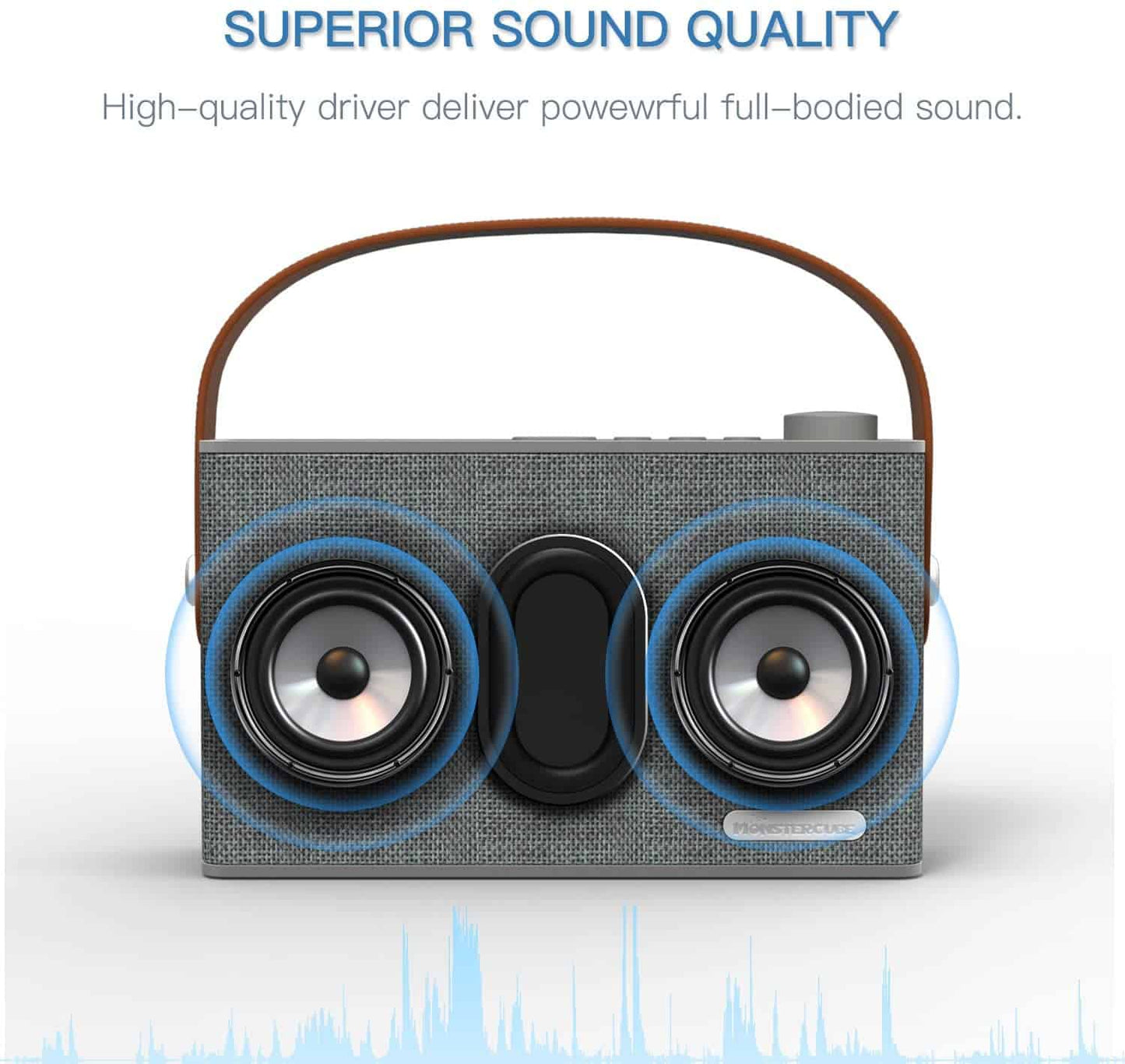Monstercube MC52 Bluetooth Enceinte/Haut-Parleur Bluetooth sans Fil Enceinte stéréo avec Microphone pour Les téléphones et Les Autres appareils équipés Bluetooth