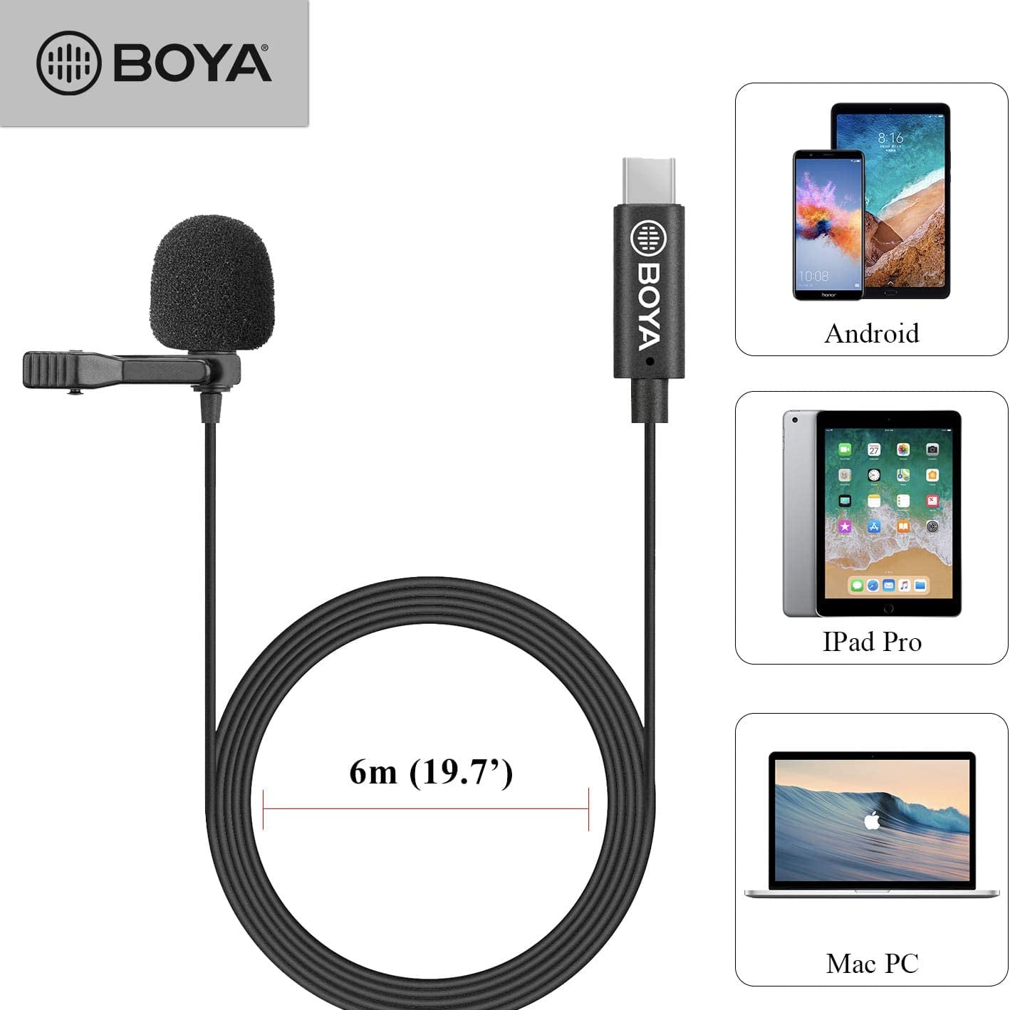 BOYA by-M3 Micro-cravate omnidirectionnel USB C original