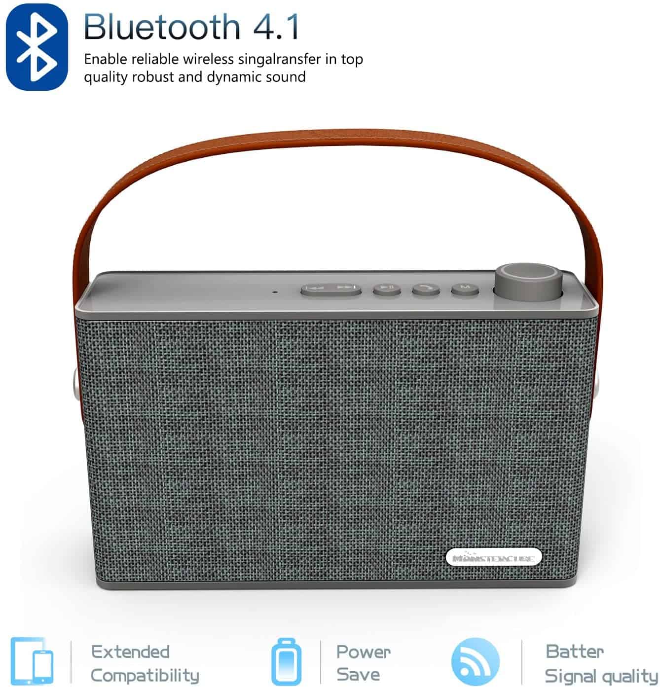 Monstercube MC52 Bluetooth Enceinte/Haut-Parleur Bluetooth sans Fil Enceinte stéréo avec Microphone pour Les téléphones et Les Autres appareils équipés Bluetooth