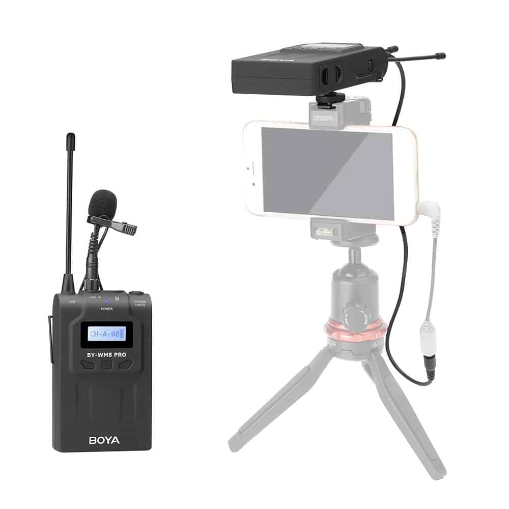 Boya By-Wm8 Pro-K1 Uhf Kit de Microphone Lavalier sans fil pour caméra Eng Efp Dslr